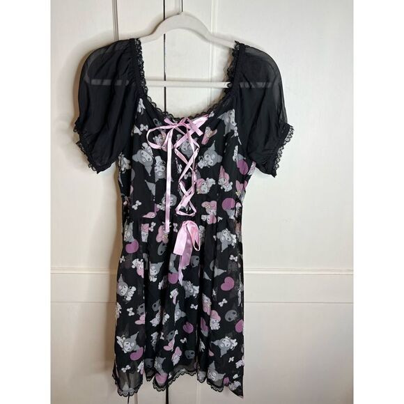 My Melody & Kuromi Lace-Up Chiffon plus size Dress - Picture 2 of 7